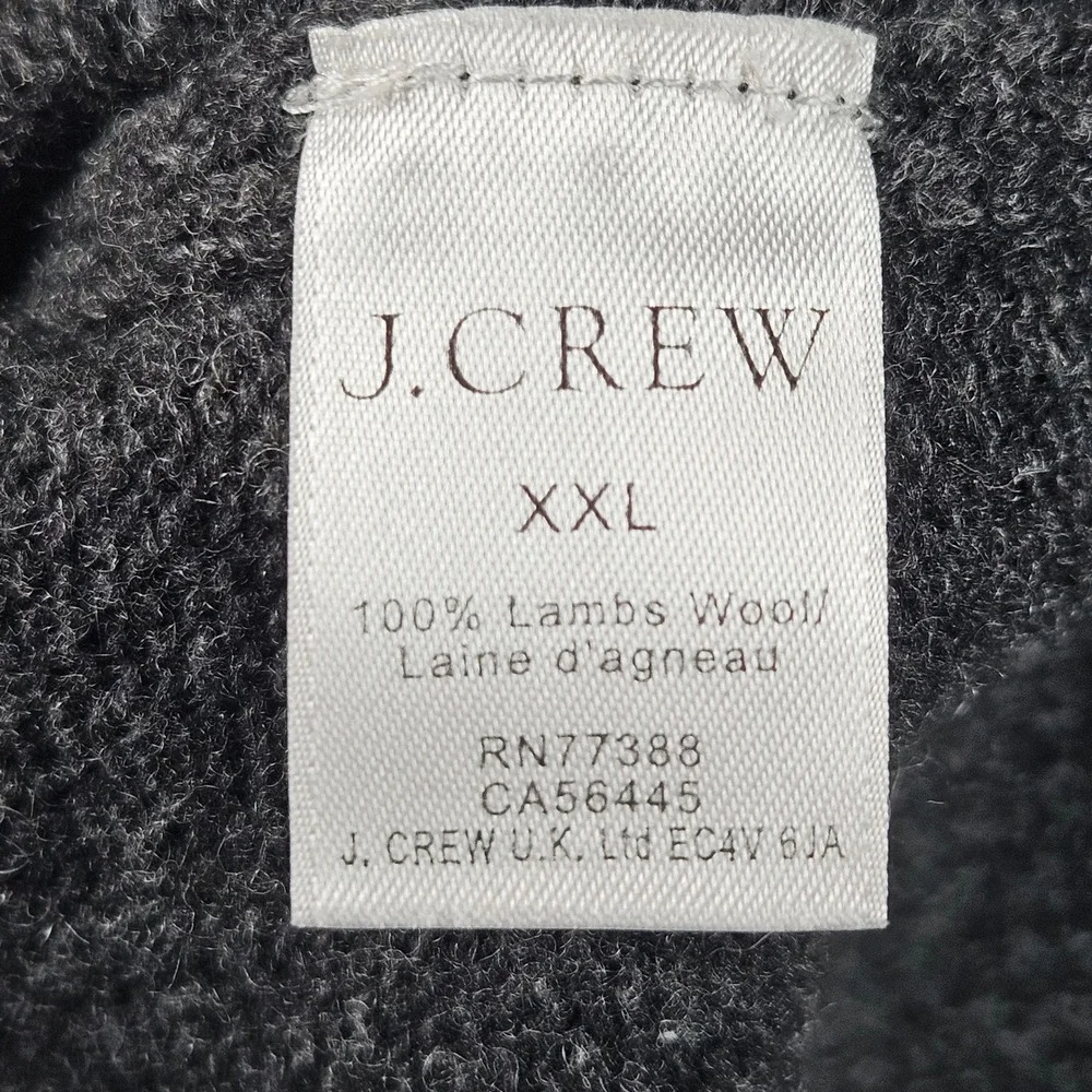 J.Crew Quarter Zip Sweater Mens XXL Gray 100% Lambswool Mock Neck Quiet Luxury